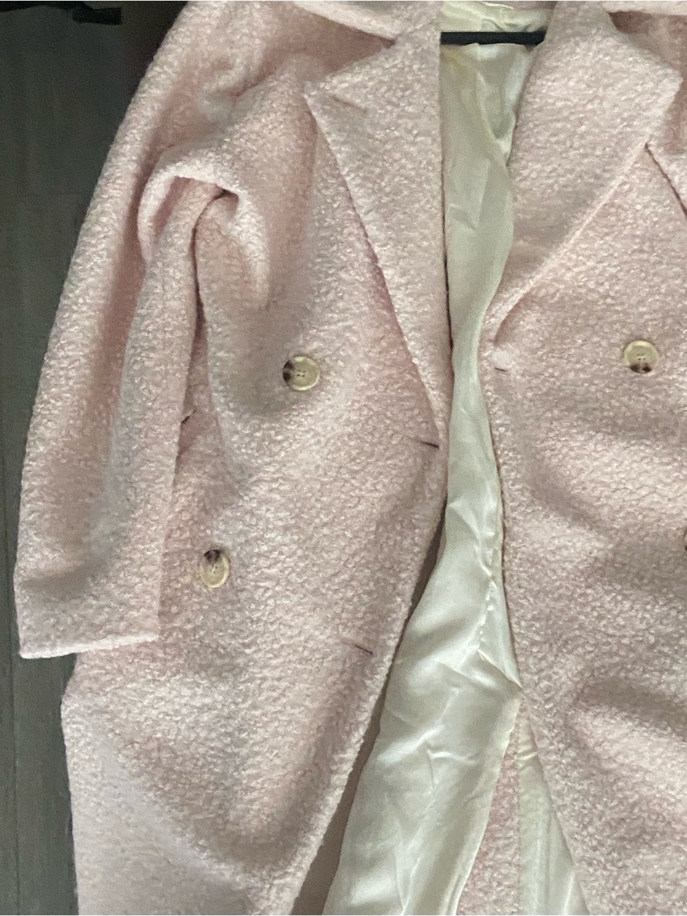 Joe Fresh Light Pink Teddy Bouclé Double-Breasted Coat - Picture 9 of 9